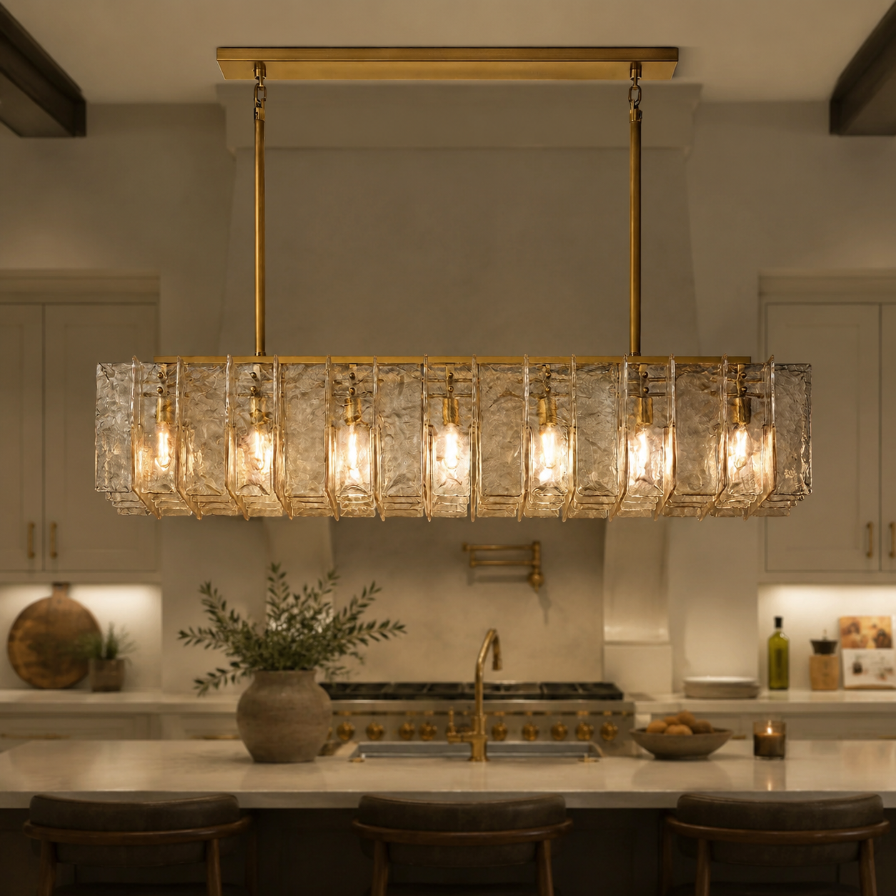 Lakkida Glass Rectangular Chandelier for Dining Room, Living Room, Kitchen