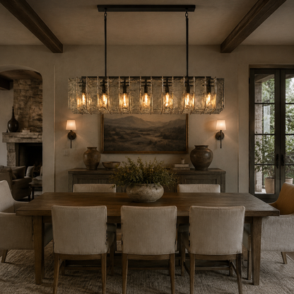 Lakkida Glass Rectangular Chandelier for Dining Room, Living Room, Kitchen