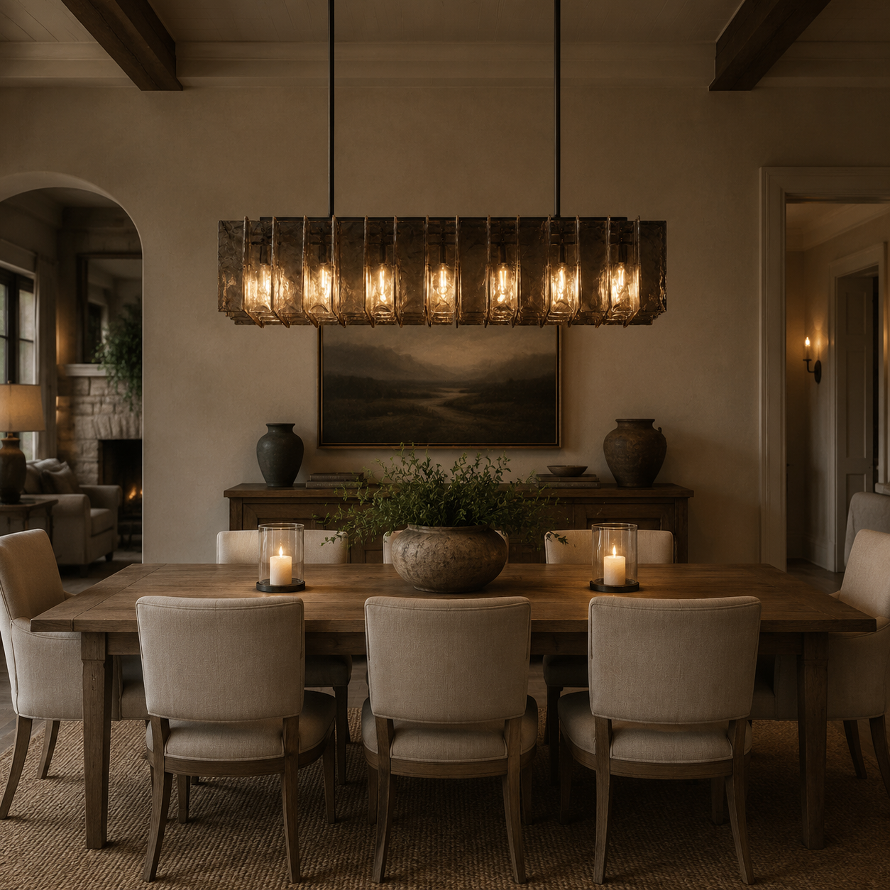 Lakkida Glass Rectangular Chandelier for Dining Room, Living Room, Kitchen