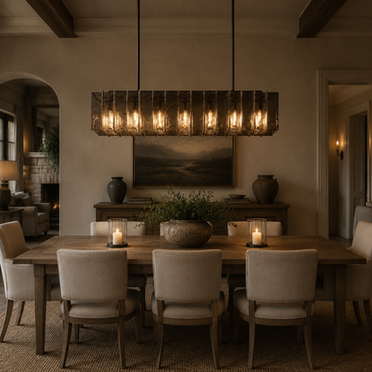 Lakkida Glass Rectangular Chandelier for Dining Room, Living Room, Kitchen