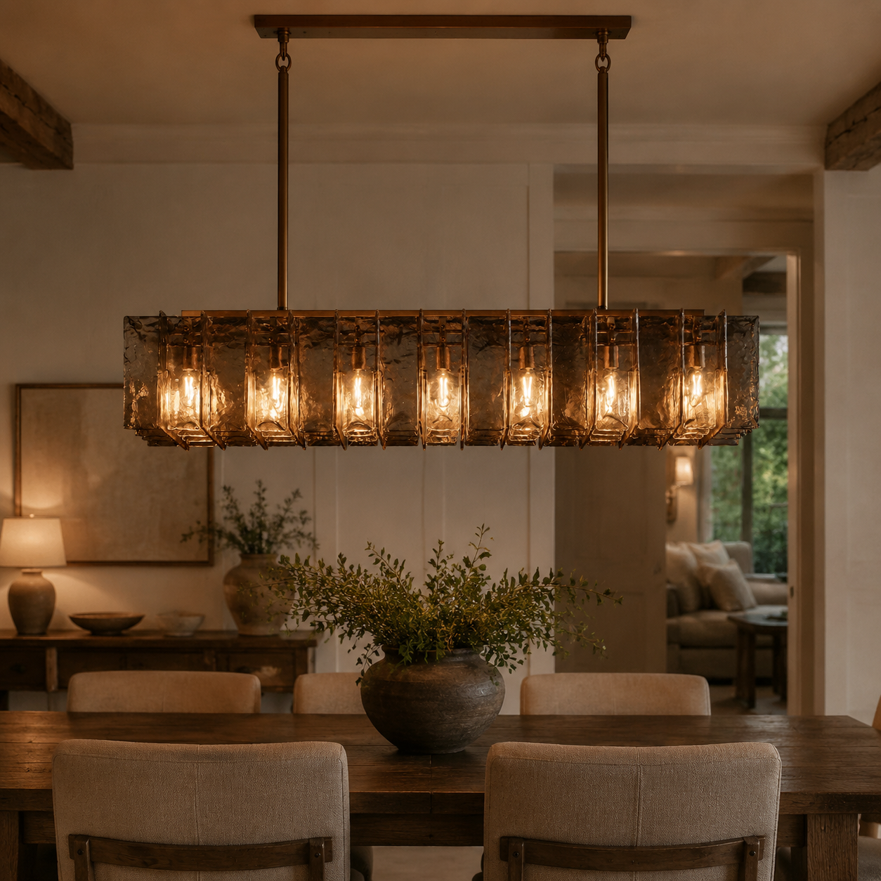 Lakkida Glass Rectangular Chandelier for Dining Room, Living Room, Kitchen