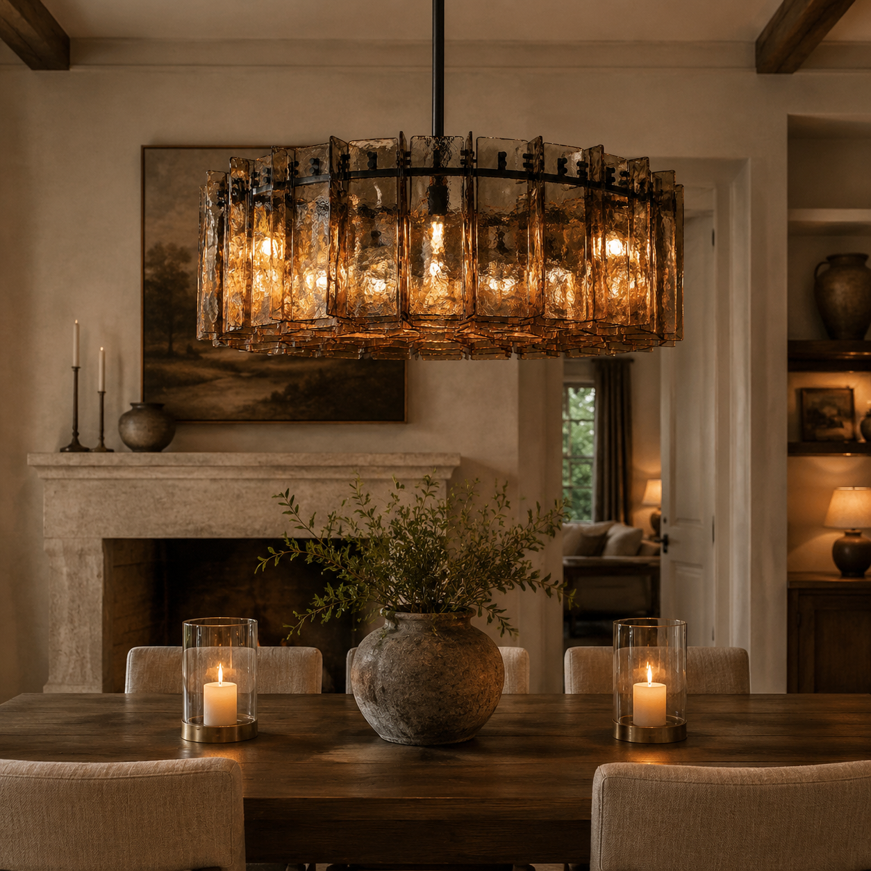 Lakkida Glass Round Chandelier for Dining Room, Living Room, Bedroom