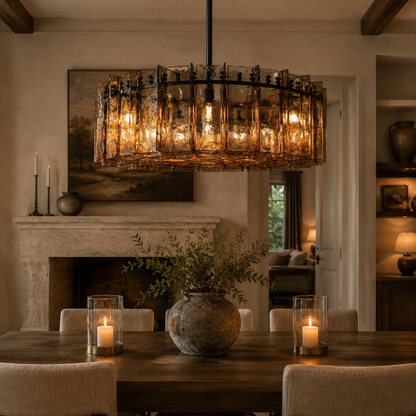 Lakkida Glass Round Chandelier for Dining Room, Living Room, Bedroom