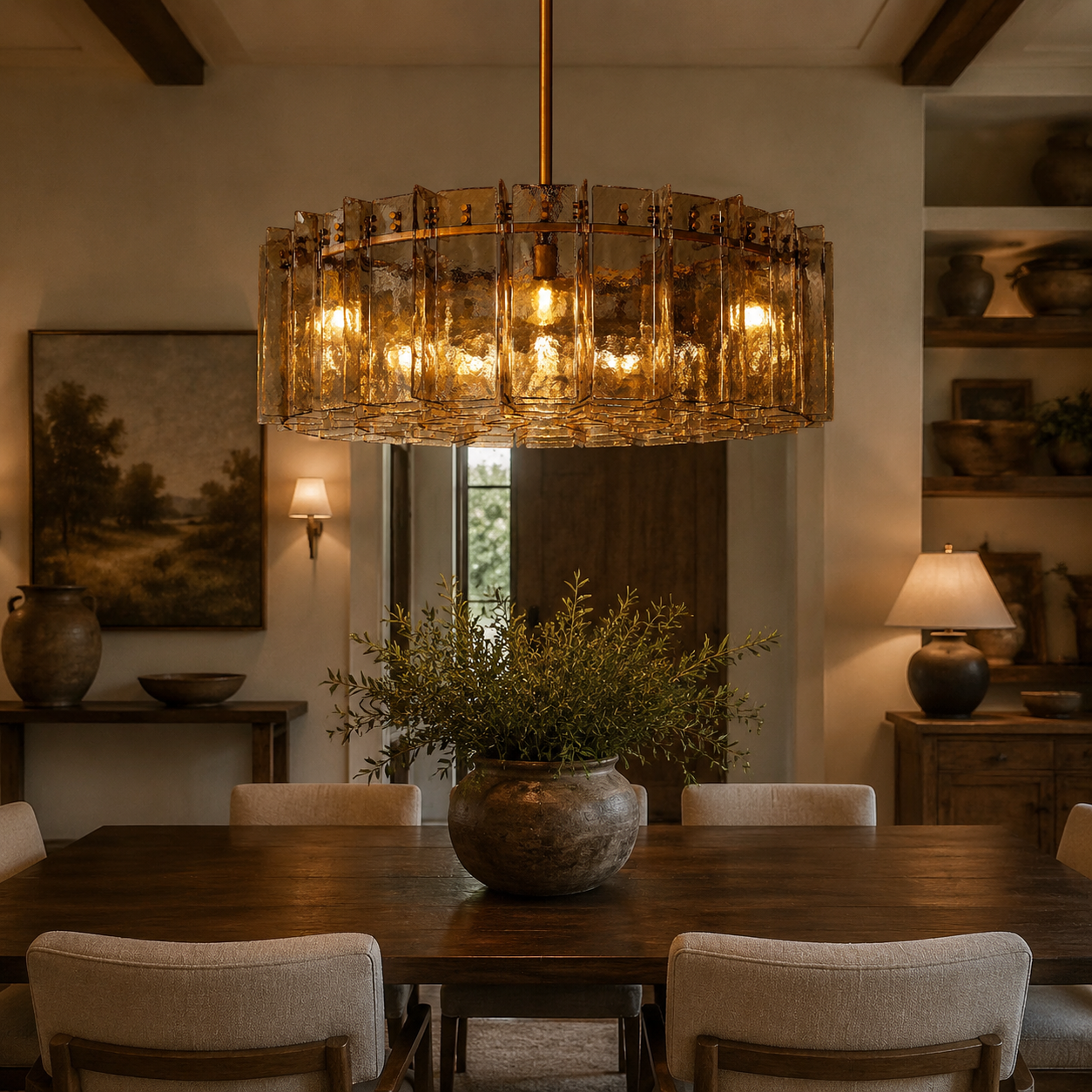Lakkida Glass Round Chandelier for Dining Room, Living Room, Bedroom