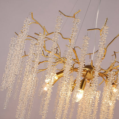 Crystal Gold Tree Branch Chandelier
