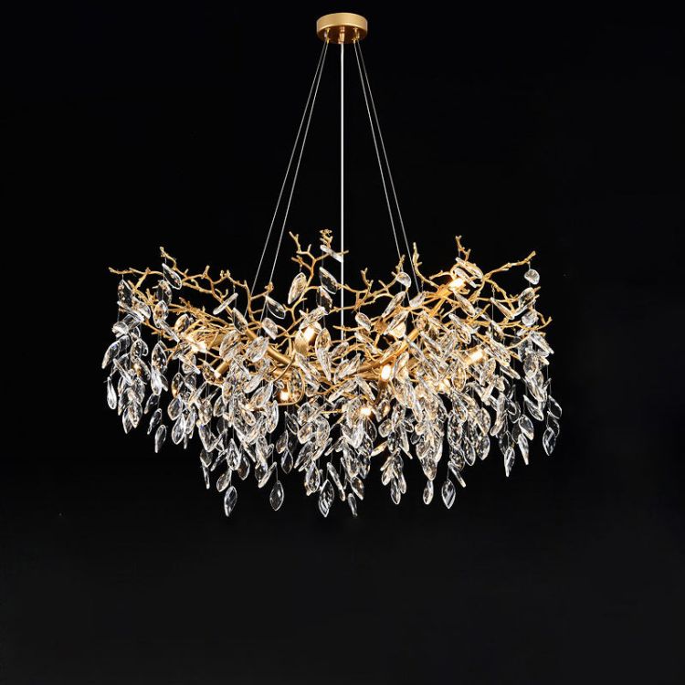 TLL Gold Chandeliers Tree Branch Kitchen, Modern Crystal Chandelier