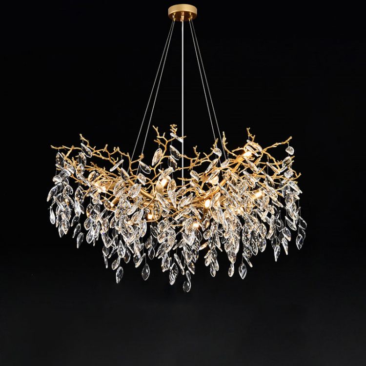 TLL Gold Chandeliers Tree Branch Kitchen, Modern Crystal Chandelier