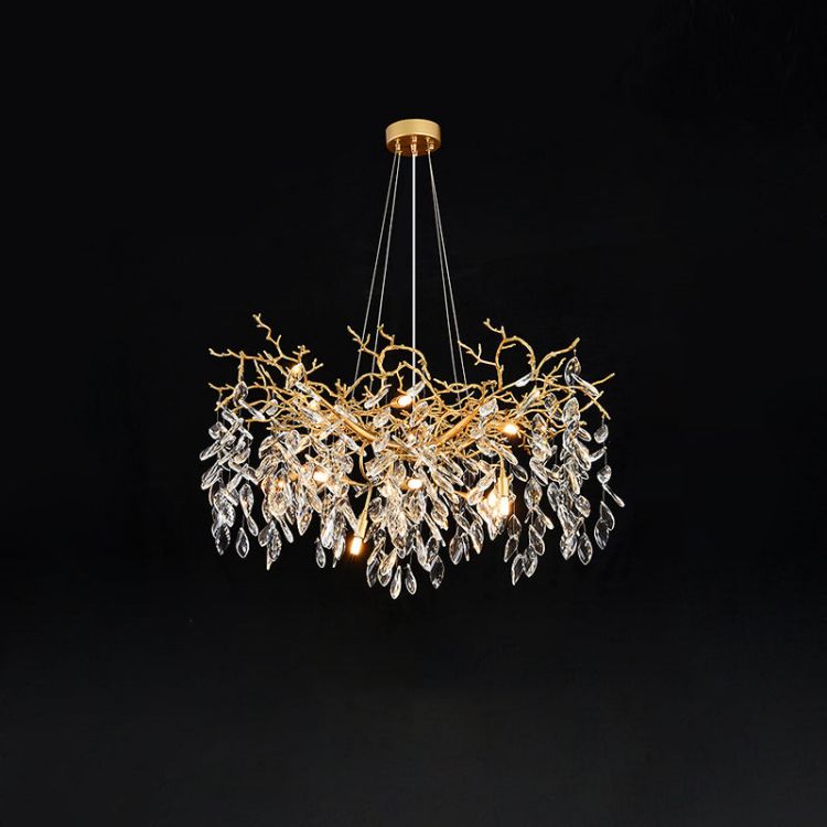 TLL Gold Chandeliers Tree Branch Kitchen, Modern Crystal Chandelier
