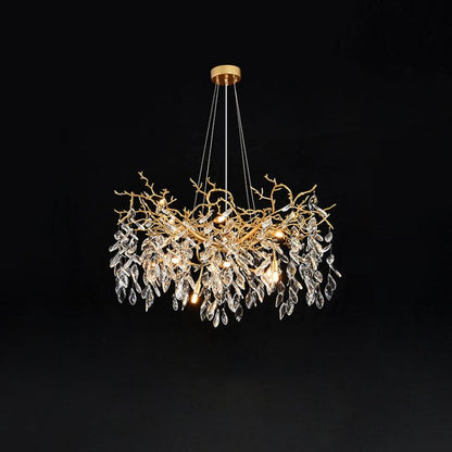 TLL Gold Chandeliers Tree Branch Kitchen, Modern Crystal Chandelier
