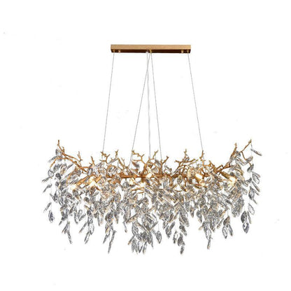 TLL Teardrop Gold Contemporary Crystal Hanging Lighting Fixture For Dining Room