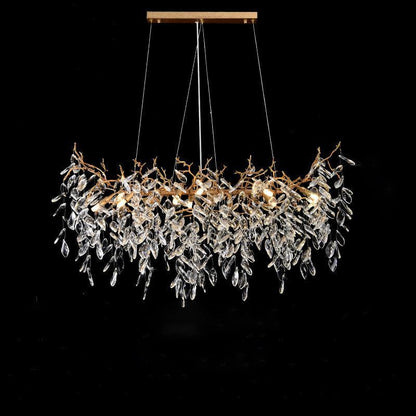 TLL Teardrop Gold Contemporary Crystal Hanging Lighting Fixture For Dining Room