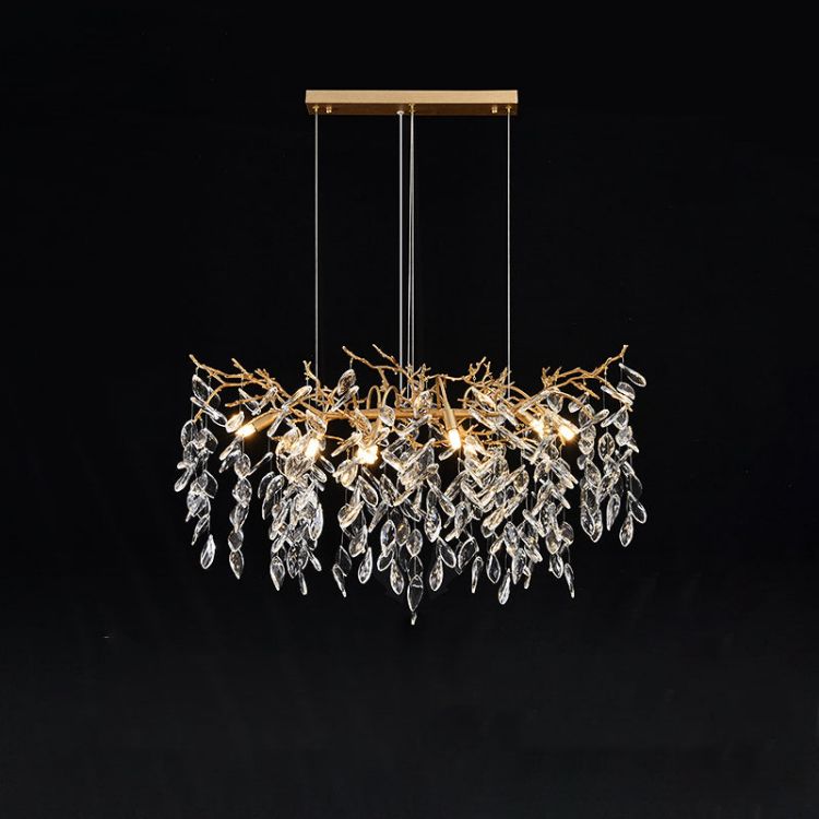 TLL Lumanna Linear Gold Chandeliers Tree Branch Kitchen, Gold Chandelier