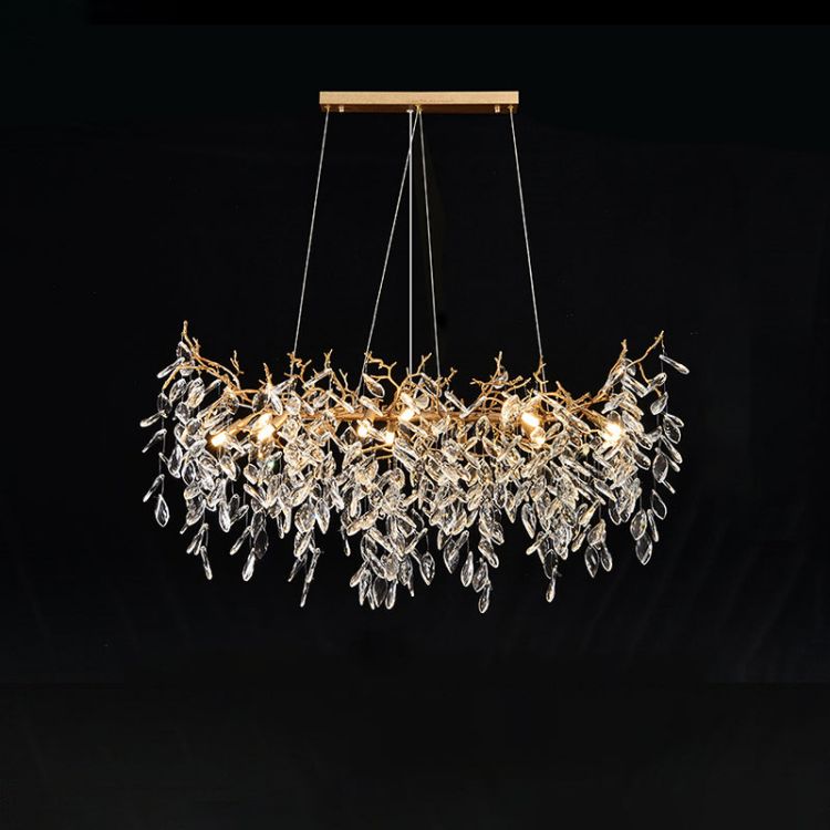 TLL Lumanna Linear Gold Chandeliers Tree Branch Kitchen, Gold Chandelier