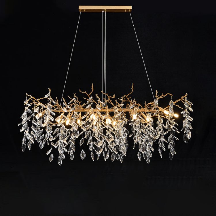 TLL Lumanna Linear Gold Chandeliers Tree Branch Kitchen, Gold Chandelier