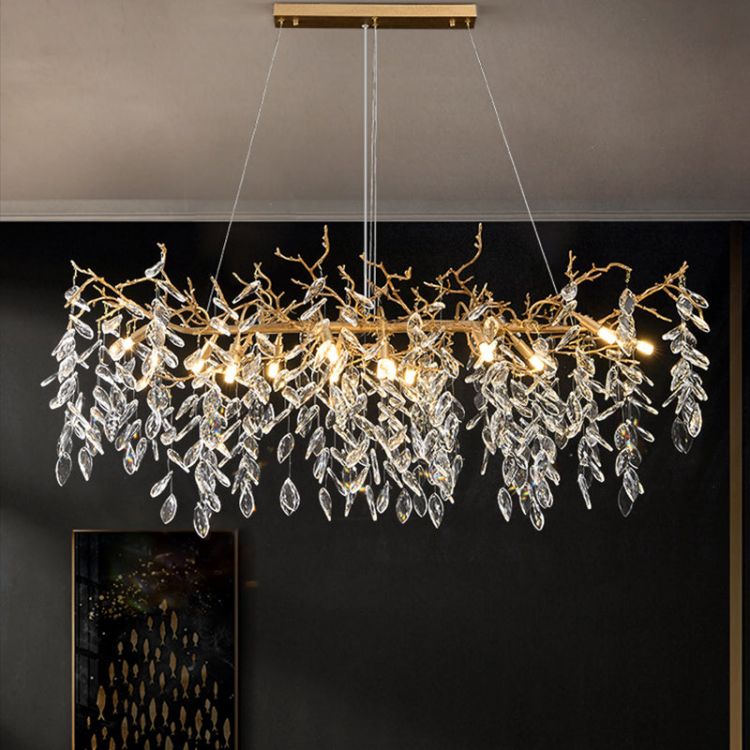 TLL Lumanna Linear Gold Chandeliers Tree Branch Kitchen, Gold Chandelier