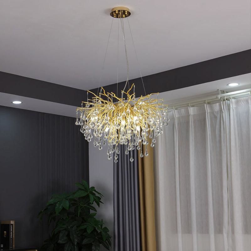 TLL Aqua Modern Crystal Tree Branch Chandelier 23.6" D