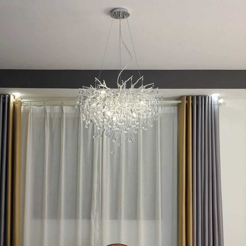 TLL Aqua Modern Crystal Tree Branch Chandelier 23.6" D