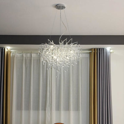 TLL Aqua Modern Crystal Tree Branch Chandelier 23.6" D