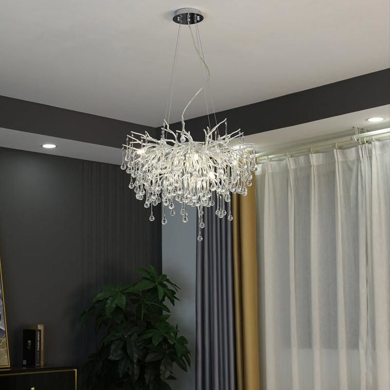 TLL Aqua Modern Crystal Tree Branch Chandelier 23.6" D