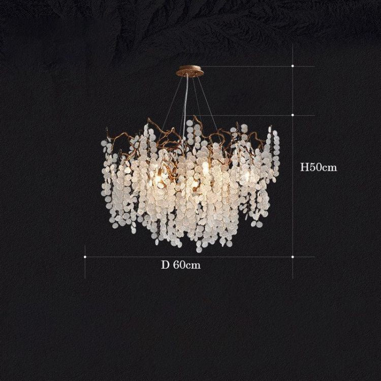 TLL Akari Modern Gold Chandelier Light Fixture, Round Branch Chandelier