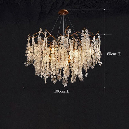 TLL Akari Modern Gold Chandelier Light Fixture, Round Branch Chandelier