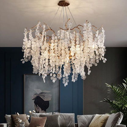 TLL Akari Modern Gold Chandelier Light Fixture, Round Branch Chandelier
