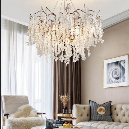 TLL Akari Modern Gold Chandelier Light Fixture, Round Branch Chandelier