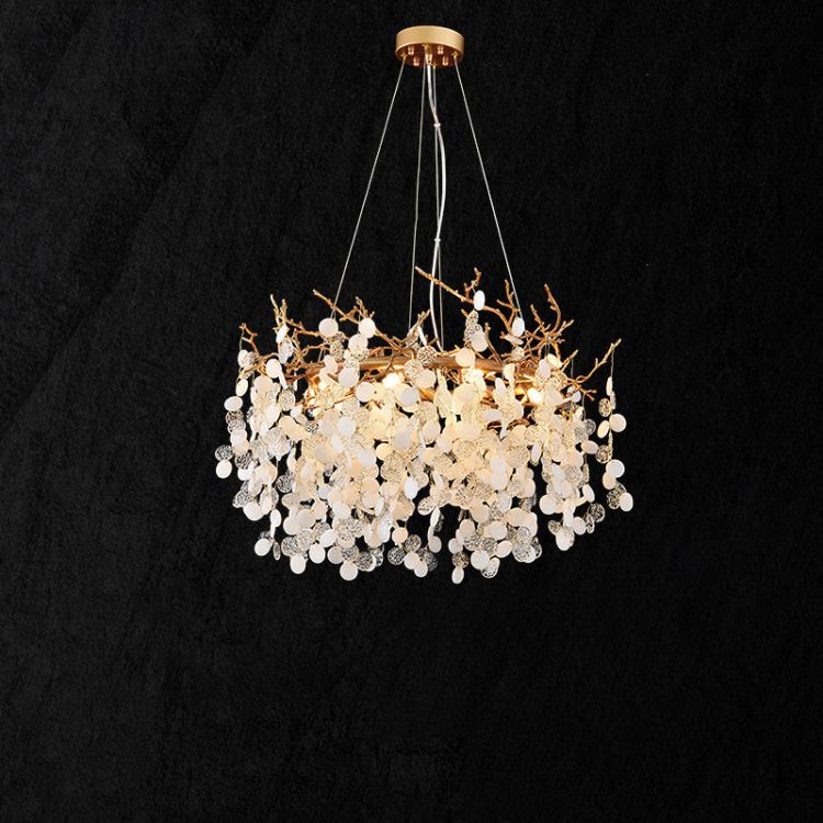 TLL Akari Round Circle Fortune Tree Branch Round Chandelier