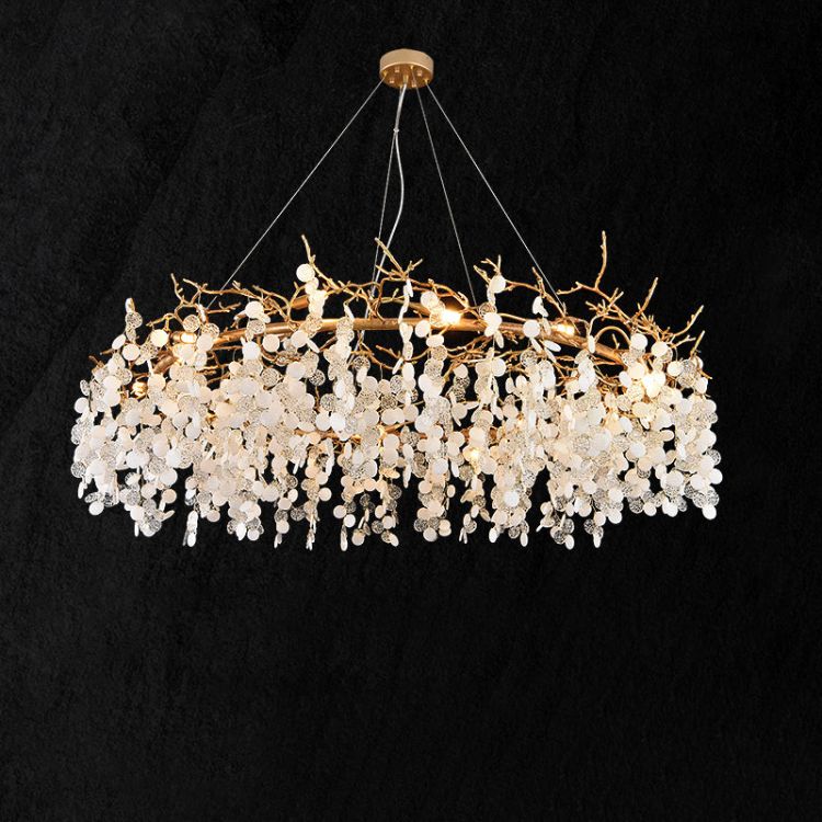 TLL Akari Round Circle Fortune Tree Branch Round Chandelier