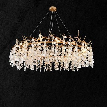TLL Akari Round Circle Fortune Tree Branch Round Chandelier