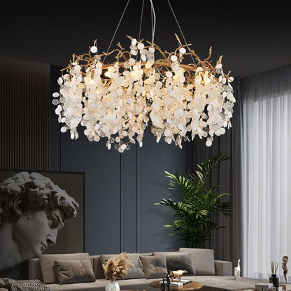 TLL Akari Round Circle Fortune Tree Branch Round Chandelier