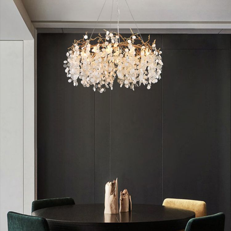 TLL Akari Round Circle Fortune Tree Branch Round Chandelier