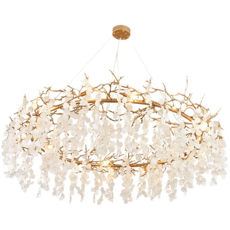 TLL Akari Round Circle Fortune Tree Branch Round Chandelier