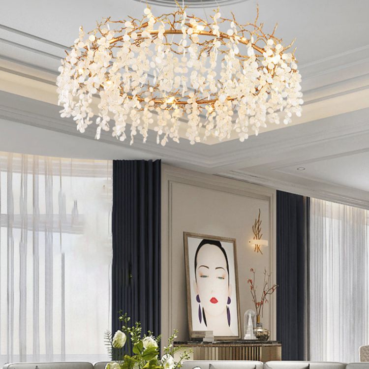 TLL Akari Round Circle Fortune Tree Branch Round Chandelier