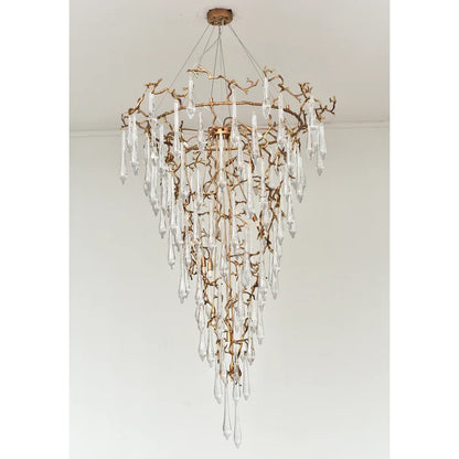 2-Story Tree Branch Staircase Crystal Chandelier