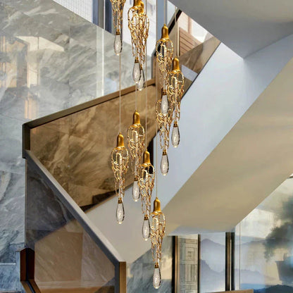 Stairwell Branch Strata Crystal Spiral Chandelier