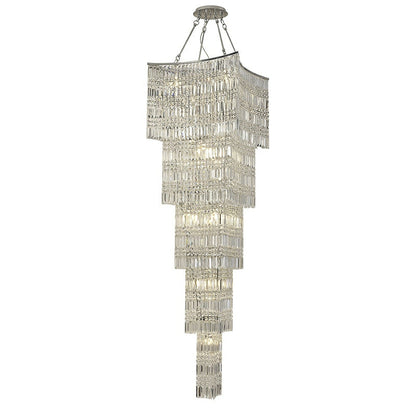 Extra Large Foyer Vertical Layers K9 Crystal Chandelier Chrome Ceiling Lighting Fixture For Staircase Entryway Decor