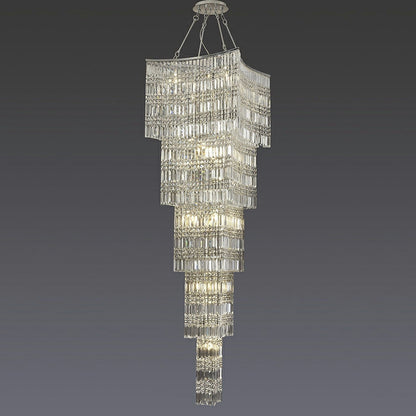 Extra Large Foyer Vertical Layers K9 Crystal Chandelier Chrome Ceiling Lighting Fixture For Staircase Entryway Decor