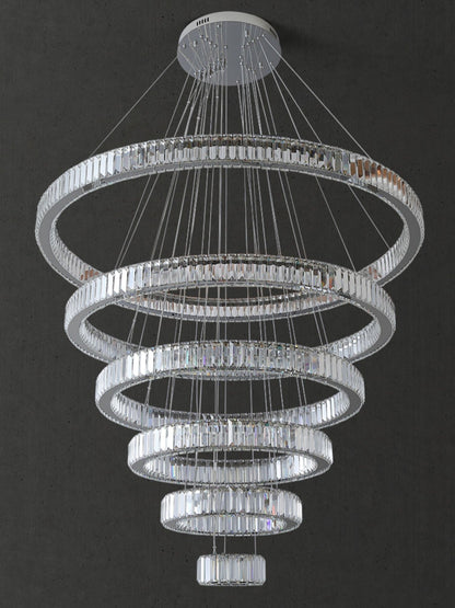 Modern Front Entryway Chandelier 5/6/7 Rings Crystal Gold/ Chrome Finish Ceiling Lamp