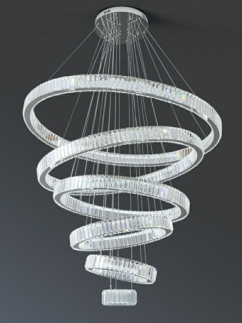 Modern Front Entryway Chandelier 5/6/7 Rings Crystal Gold/ Chrome Finish Ceiling Lamp
