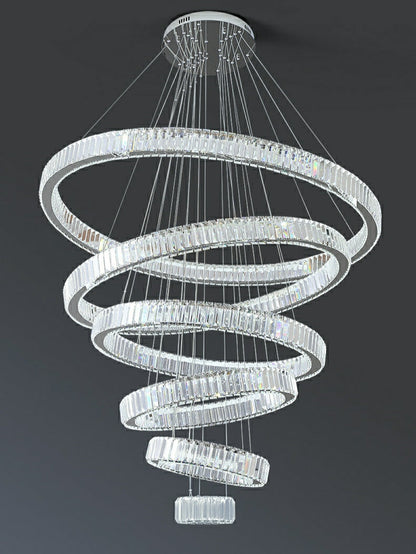 Modern Front Entryway Chandelier 5/6/7 Rings Crystal Gold/ Chrome Finish Ceiling Lamp