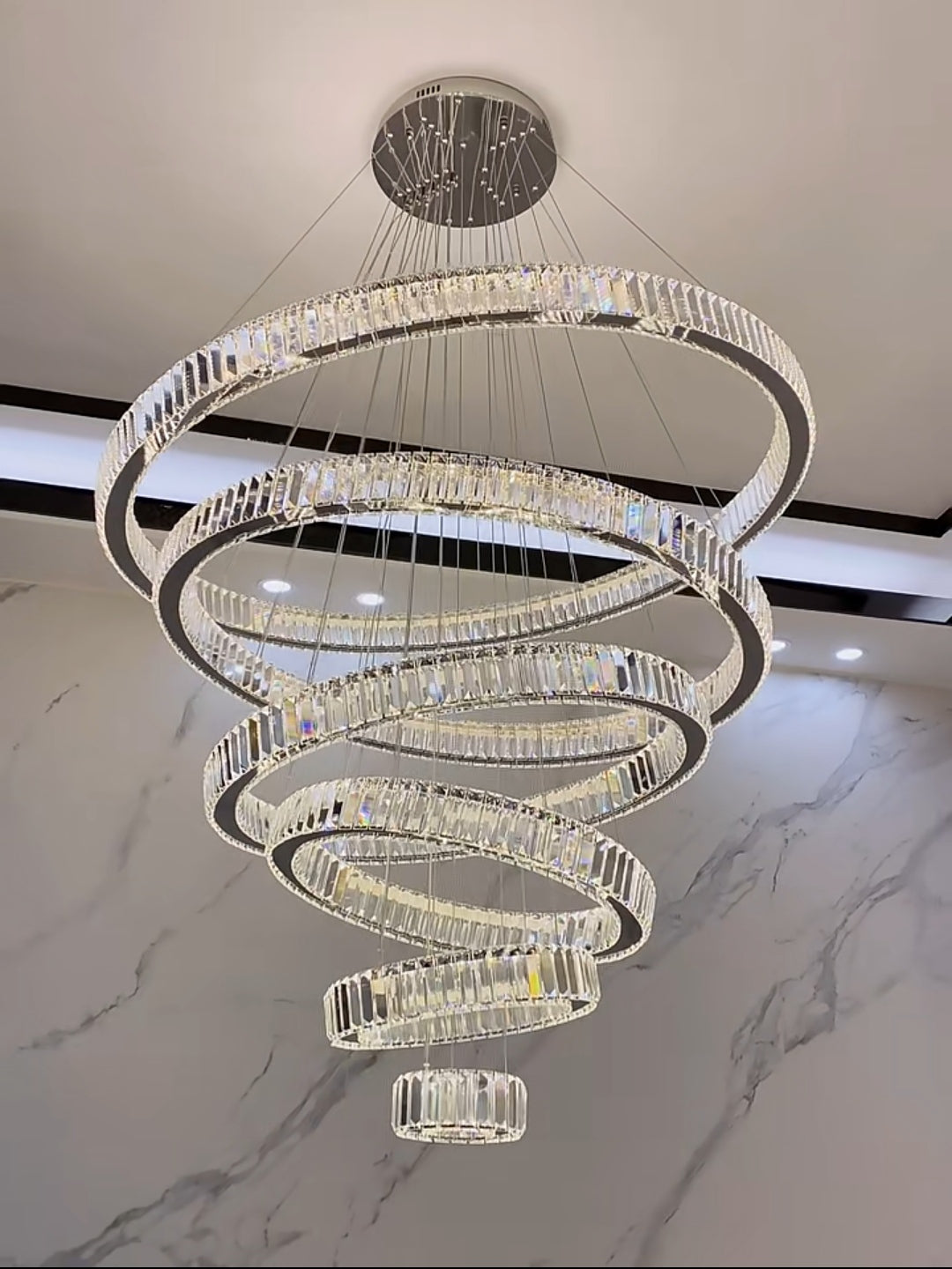 Modern Front Entryway Chandelier 5/6/7 Rings Crystal Gold/ Chrome Finish Ceiling Lamp