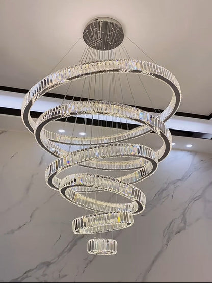 Modern Front Entryway Chandelier 5/6/7 Rings Crystal Gold/ Chrome Finish Ceiling Lamp