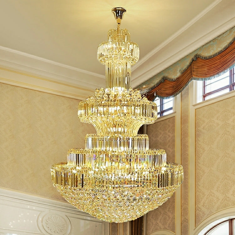 Modern Gold Foyer Extra Large Crystal Chandeliers Round Luxury Ceiling Light Fixture For Hall Entrance