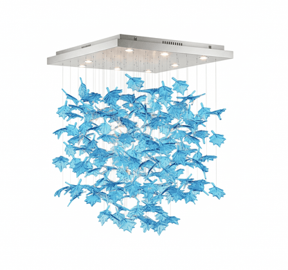 Multicolor Crystal Spiral Maple Leaf Chandelier