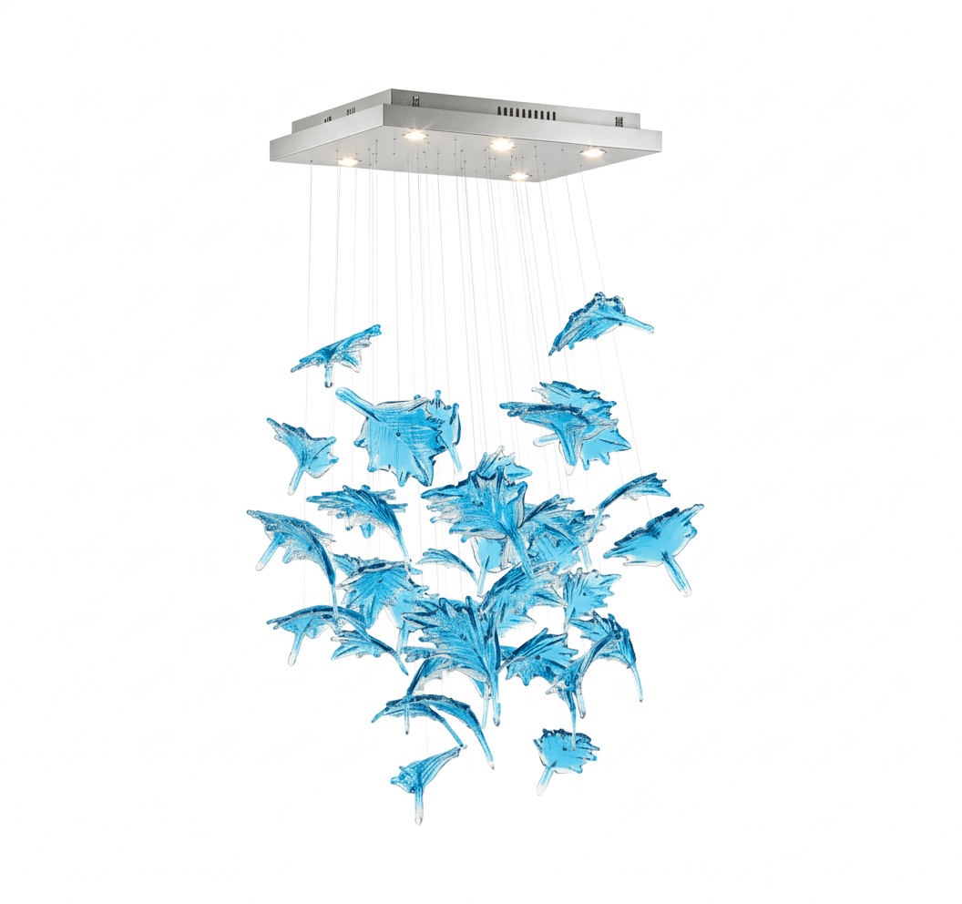 Multicolor Crystal Spiral Maple Leaf Chandelier