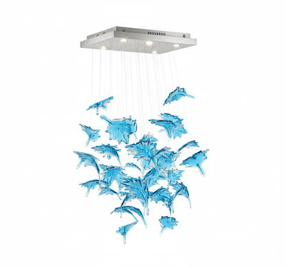 Multicolor Crystal Spiral Maple Leaf Chandelier
