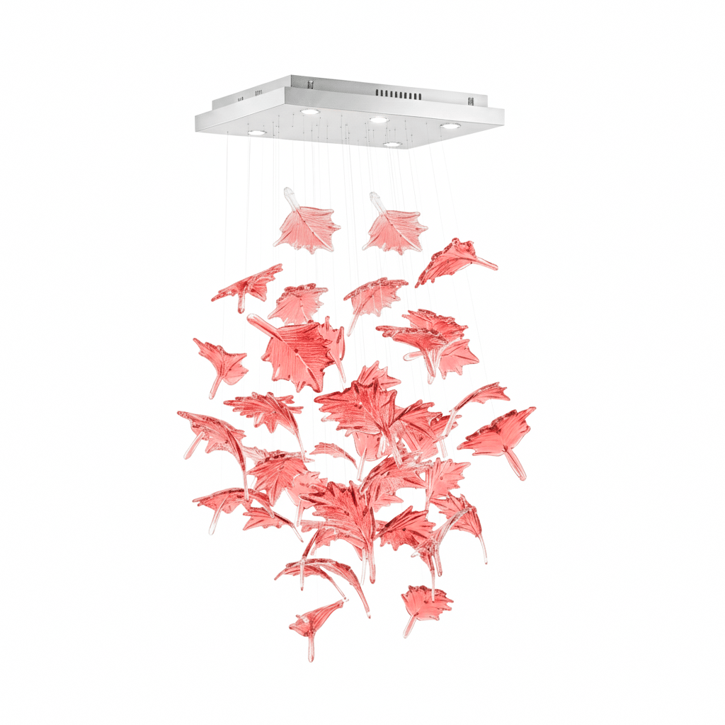 Multicolor Crystal Spiral Maple Leaf Chandelier