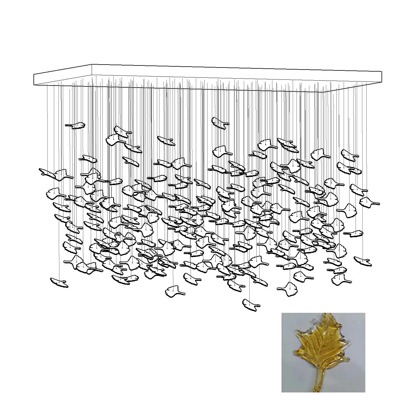 Multicolor Crystal Spiral Maple Leaf Chandelier
