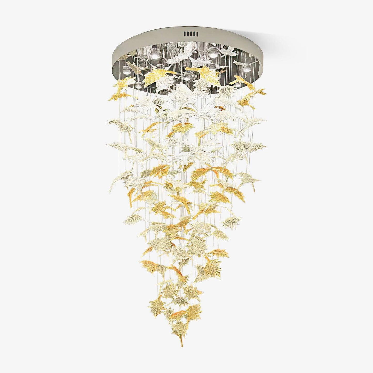 Multicolor Crystal Spiral Maple Leaf Chandelier